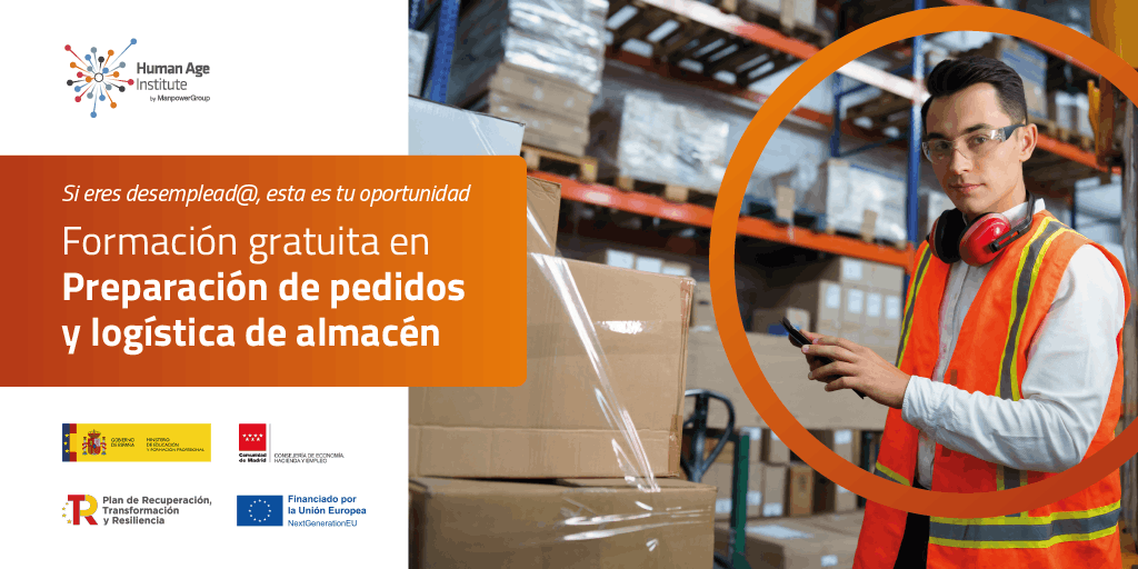 Banner sobre formación gratuita en Preparación de pedidos y logística de almacén