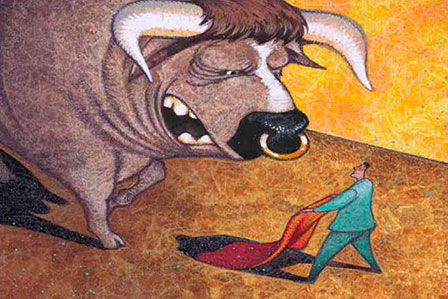 Foto de torero y toro de dibujo