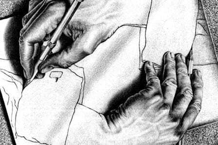 Manos en blanco y negro dibujando